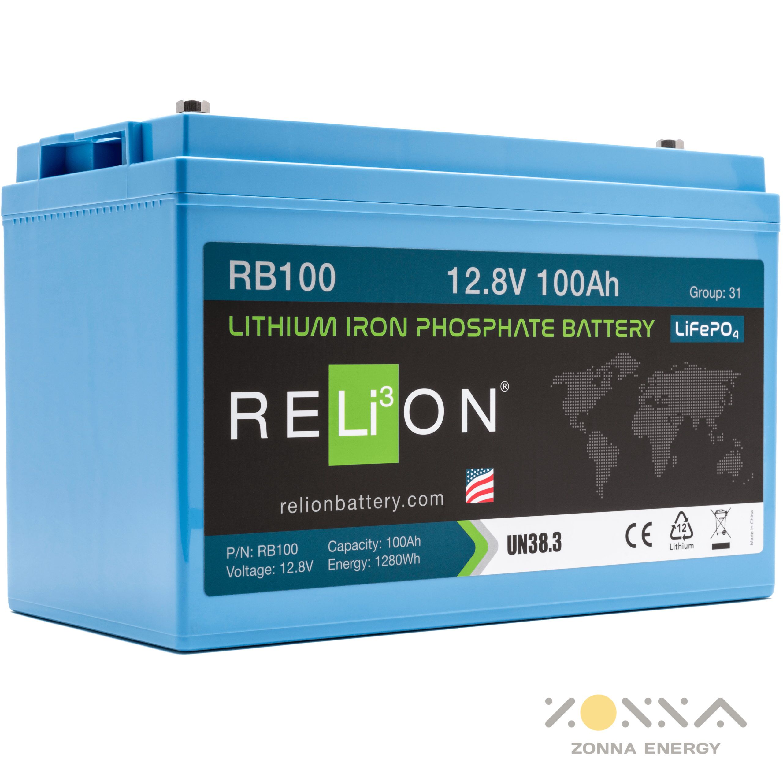 RELION Battery - LiFePO4 RB100 Deep Cycle Lithium Battery